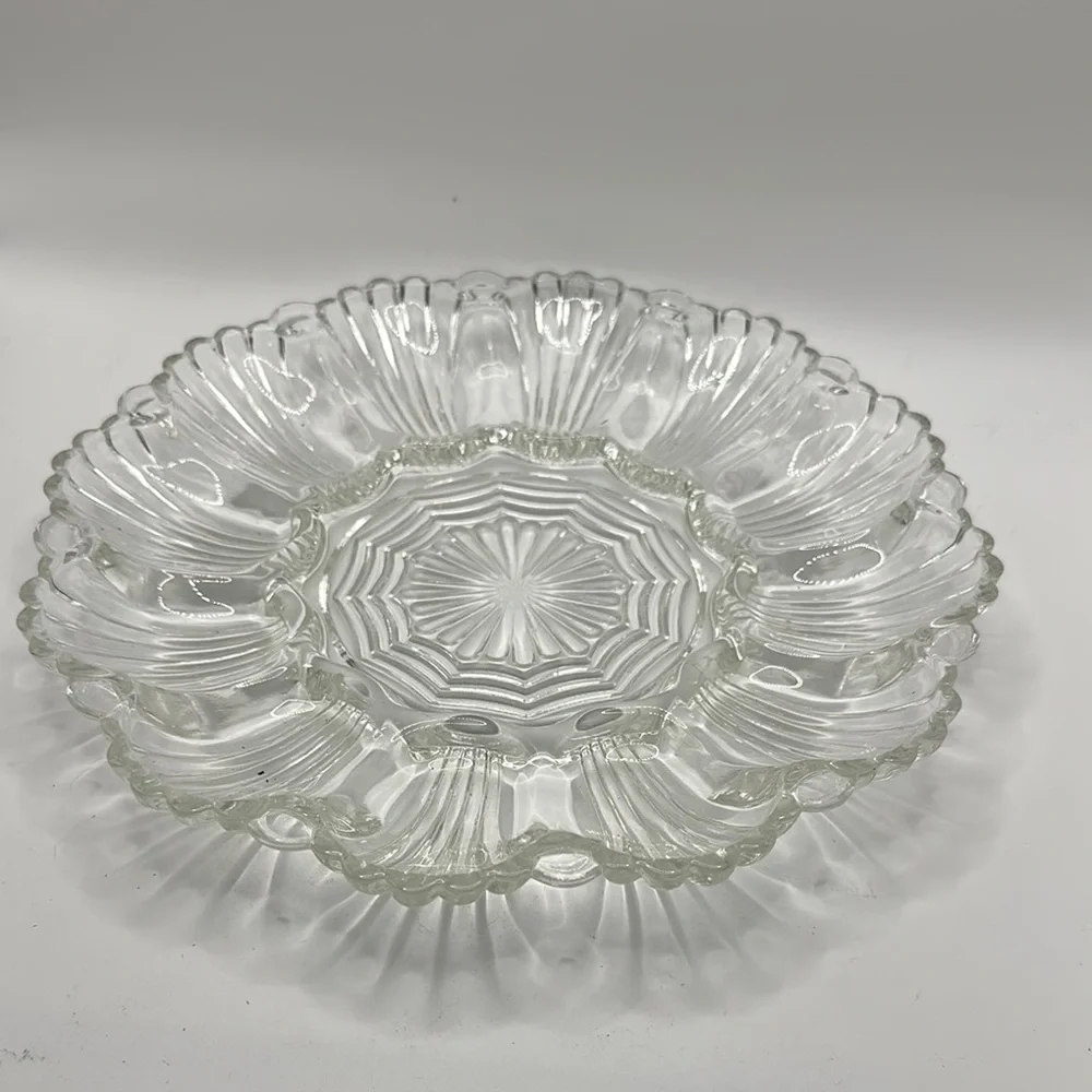 DEVILED EGG TRAY -Vintage glass Anchor Hocking 896 pattern Clear Heavy Unique